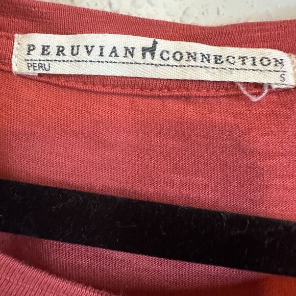 Peruvian Connection Red Orange Small Balloon Sleeve Mini‎ Dress Pockets Casual - Picture 4 of 8